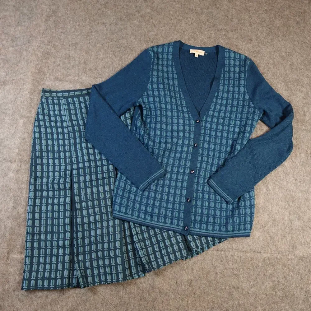 Tory Burch Skirt Sweater Set Womens Medium / 6 Scarab Beetle Leigh Silk‎ Wool